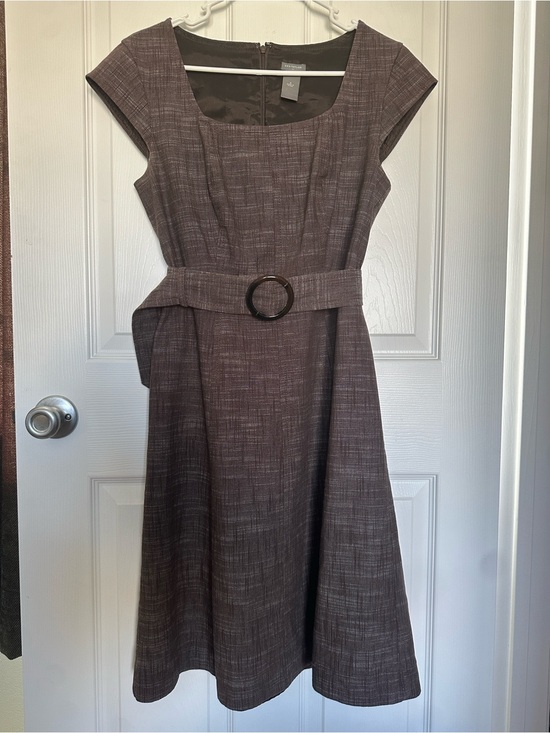 Ann Taylor Dresses & Skirts - Ann Taylor Textured Brown Midi Dress with Belt